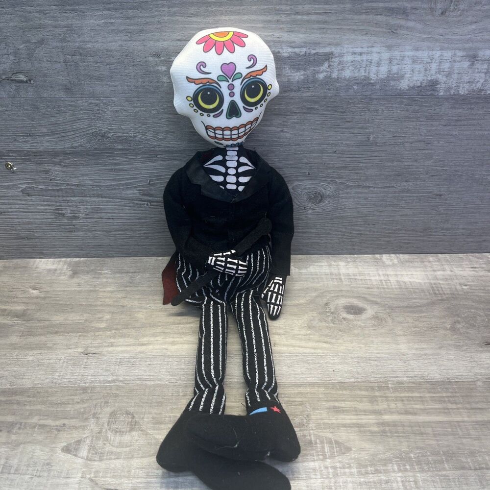 Day Of The Dead Plush Fiesta Skull Boy Shelf Sitter Skeleton